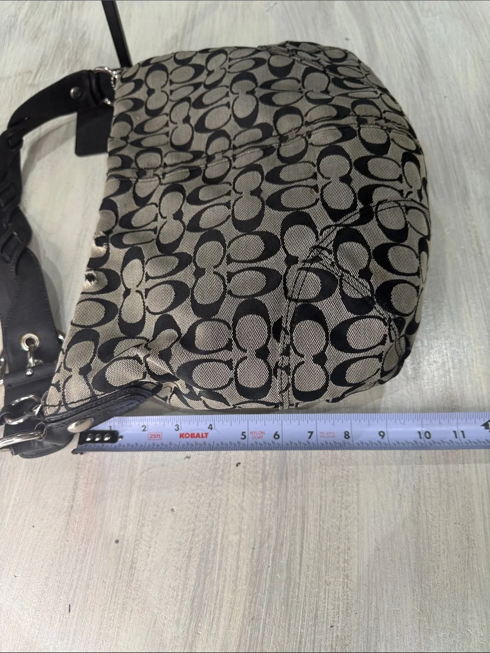 Coach Larg SOHO Signature Hobo Bag in Black and Tan